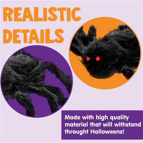 6.5ft Halloween Hairy Spider Outdoor Decor, Scary Giant Spider Fake Large Spider - Picture 4 of 8